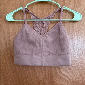 Tahari wireless Lace racerback Bralette - Mauve